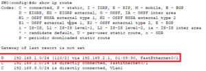 Image showing route discovered by OSPF